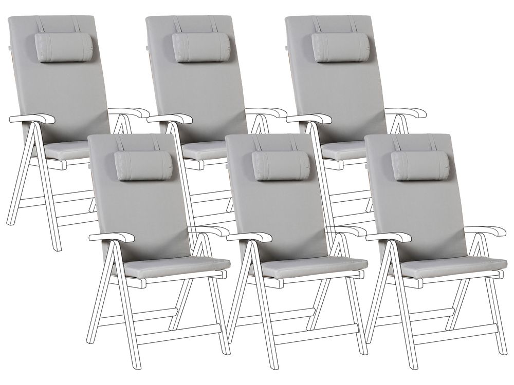 Set of 6 Back/Seat Cushions JAVA/AMANTEA PREMIUM 50 x 71 cm Light Grey