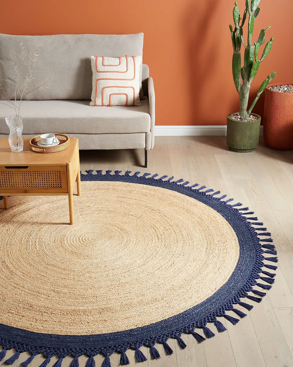 Rug MARTS Dark Blue ø 200 cm Jute_1185172