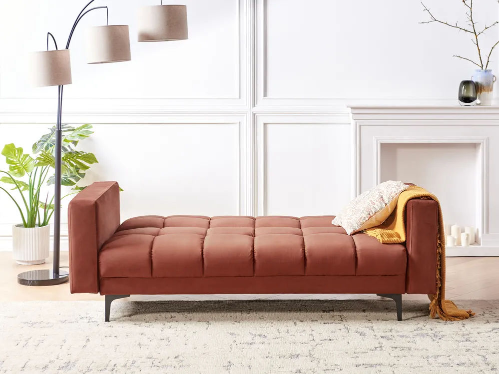 Divano letto posti ALNES Velluto Rosso chiaro