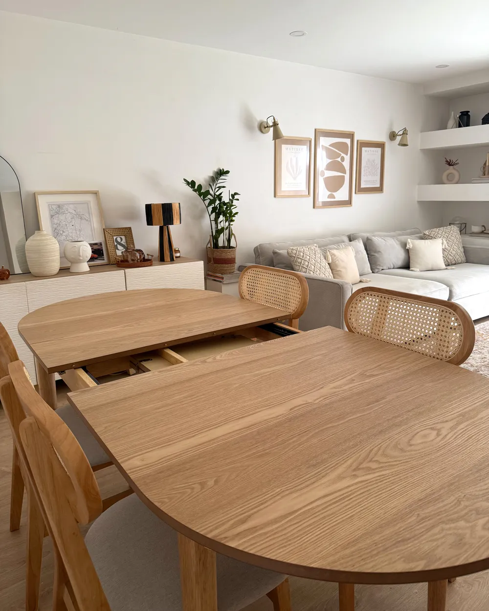 Extending Dining Table LARTO Light Ash Wood 180/220 cm 90 cm_1019971
