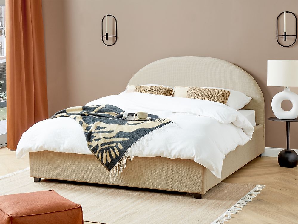 Lit ottoman VAUCLUSE Tissu Beige 160 x 200 cm