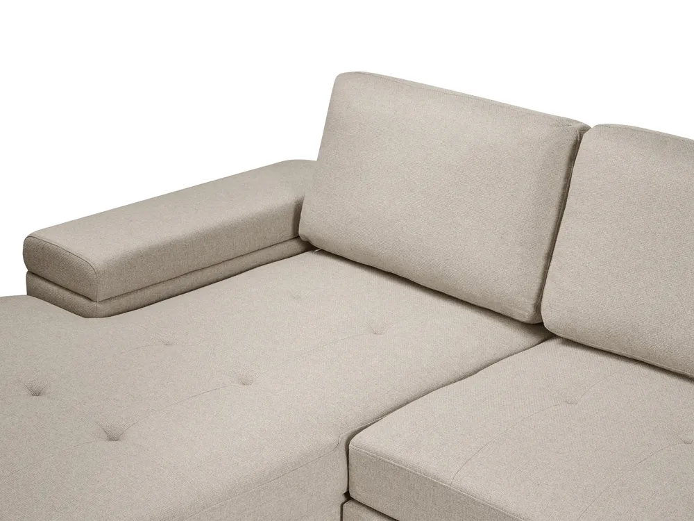 Corner Sofa Bed 3 Seater HRISEY with Storage Faux Linen Beige Right Hand_1033400