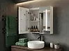 Bathroom Wall Mounted Mirror Cabinet LED CHABUNCO 60 cm x 60 cm White