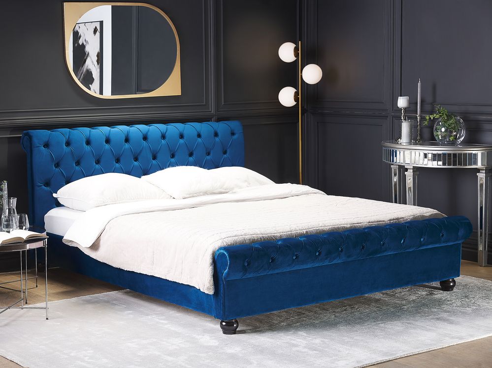 Waterbed Velvet AVALLON 160 x 200 cm (EU King Size) Navy Blue