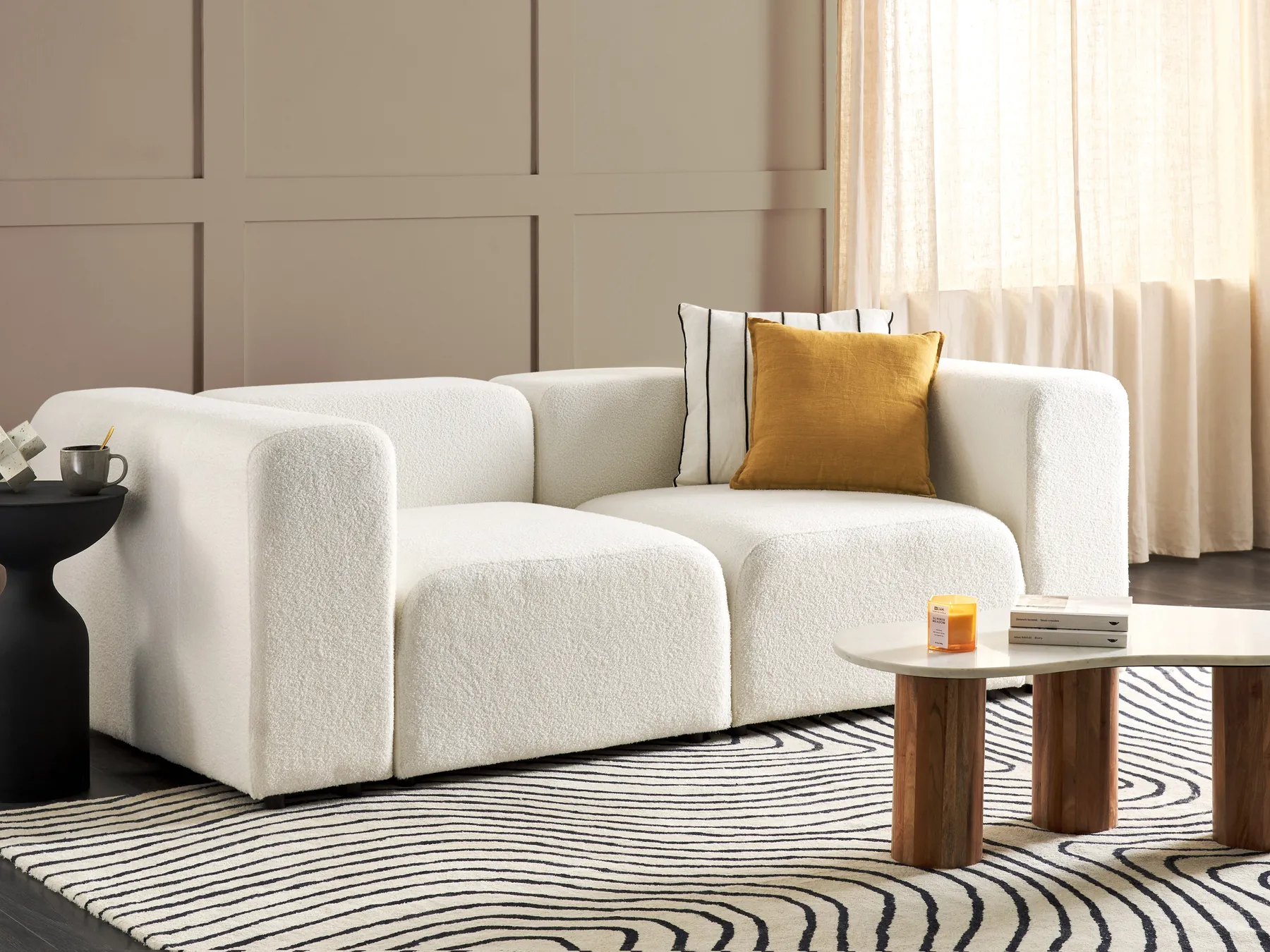 Modular Sofa 2 Seater FALSTERBO Boucle White_914858