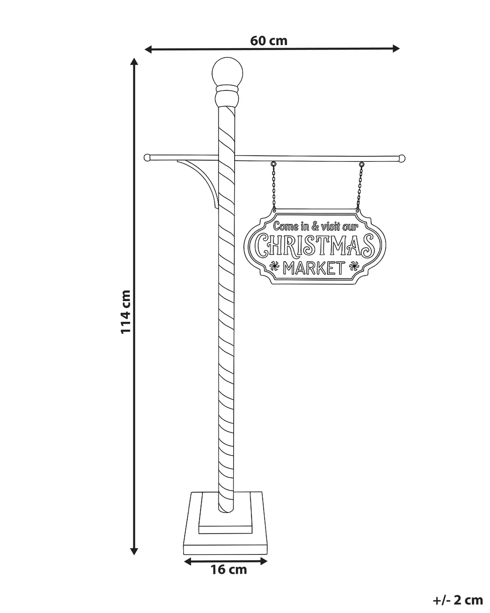 Dekoracja świąteczna POSIO 114 cm Drogowskaz Czerwony/ biały_1173694