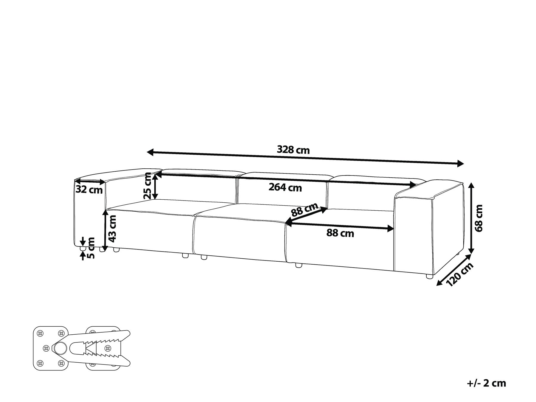 3-Seater Modular Jumbo Cord Sofa Green ARDAL_947405