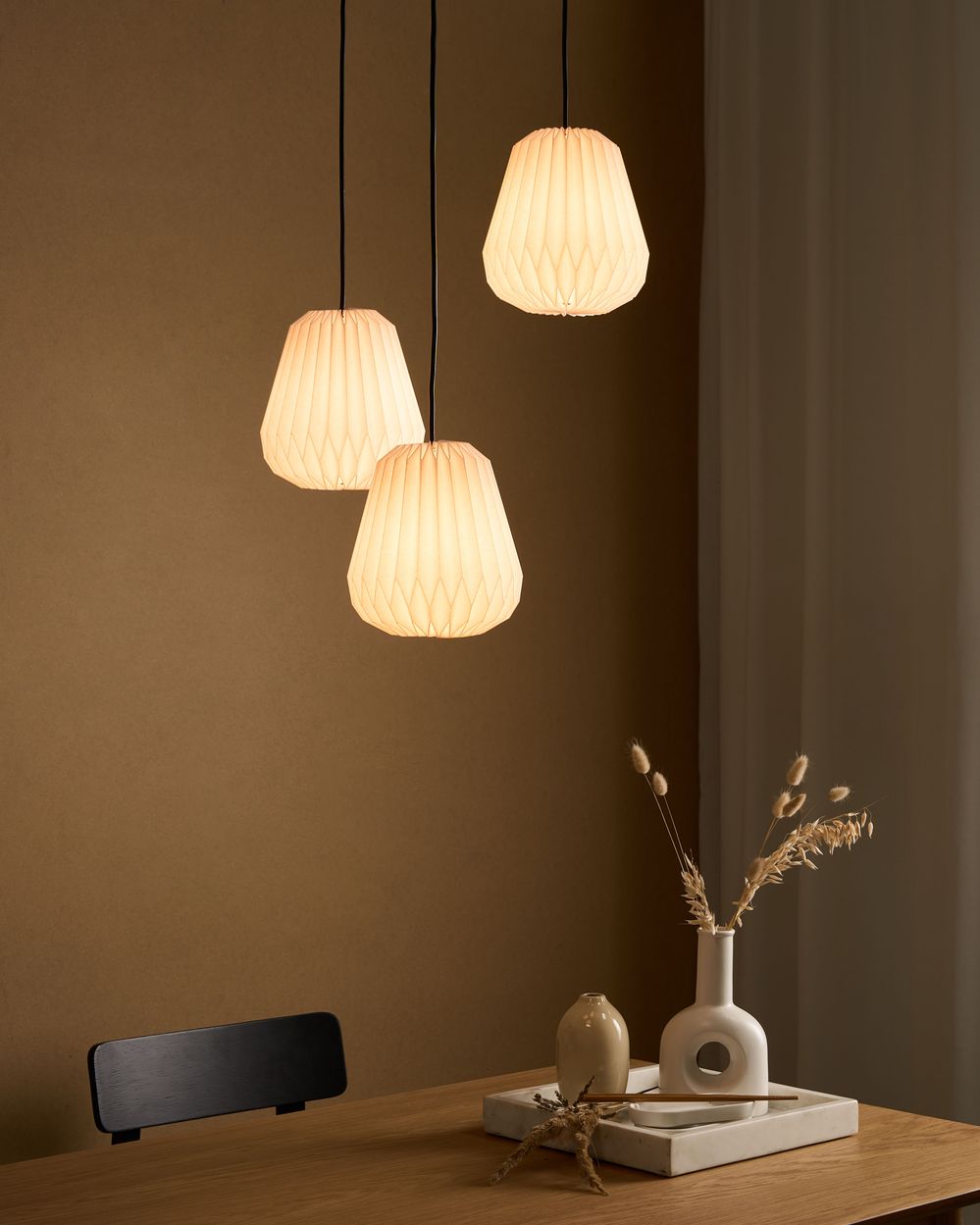 3 Light Pendant Lamp HONDE Paper White