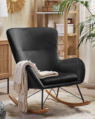 Velvet Rocking Chair Black ELLAN