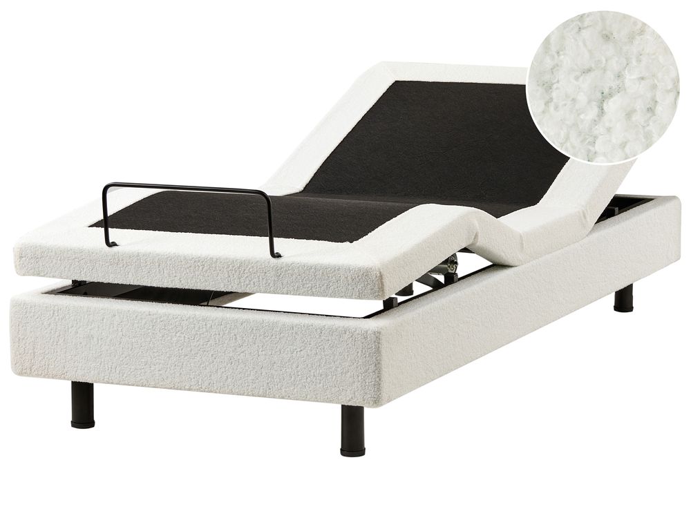 Ställbar säng utan huvudgavel Bouclé DUKE 90 x 200 cm Off-White