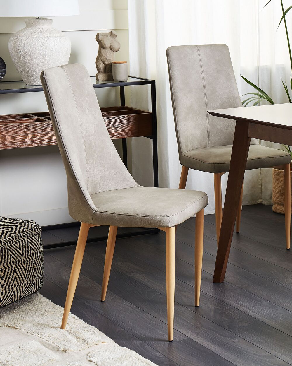 Set of 2 Faux Leather Dining Chairs Light Grey CLAYTON Beliani