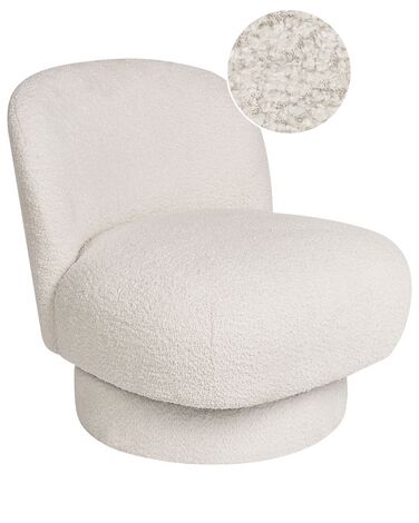 Swivel Boucle Armchair White AYLO