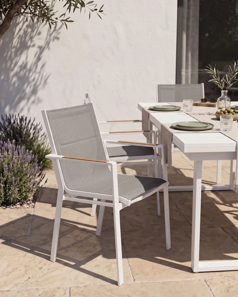 Set of 4 Garden Chairs BUSSETO Metal Grey