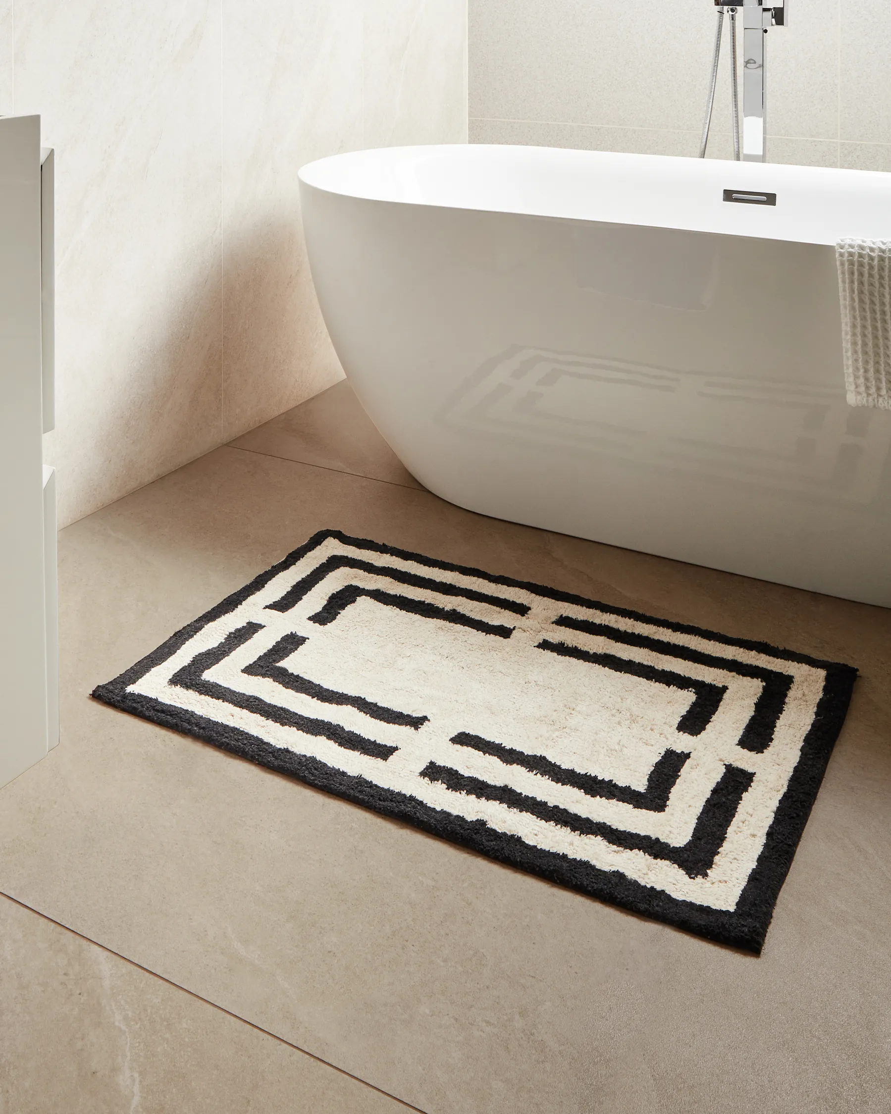 Bath Mat RISALU Black/ Beige 60 x 90 cm Cotton_1025903