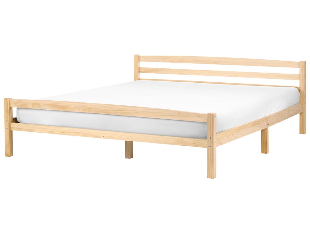 Lit avec sommier Bois de pin ECHALLON 180 x 200 cm Marron clair