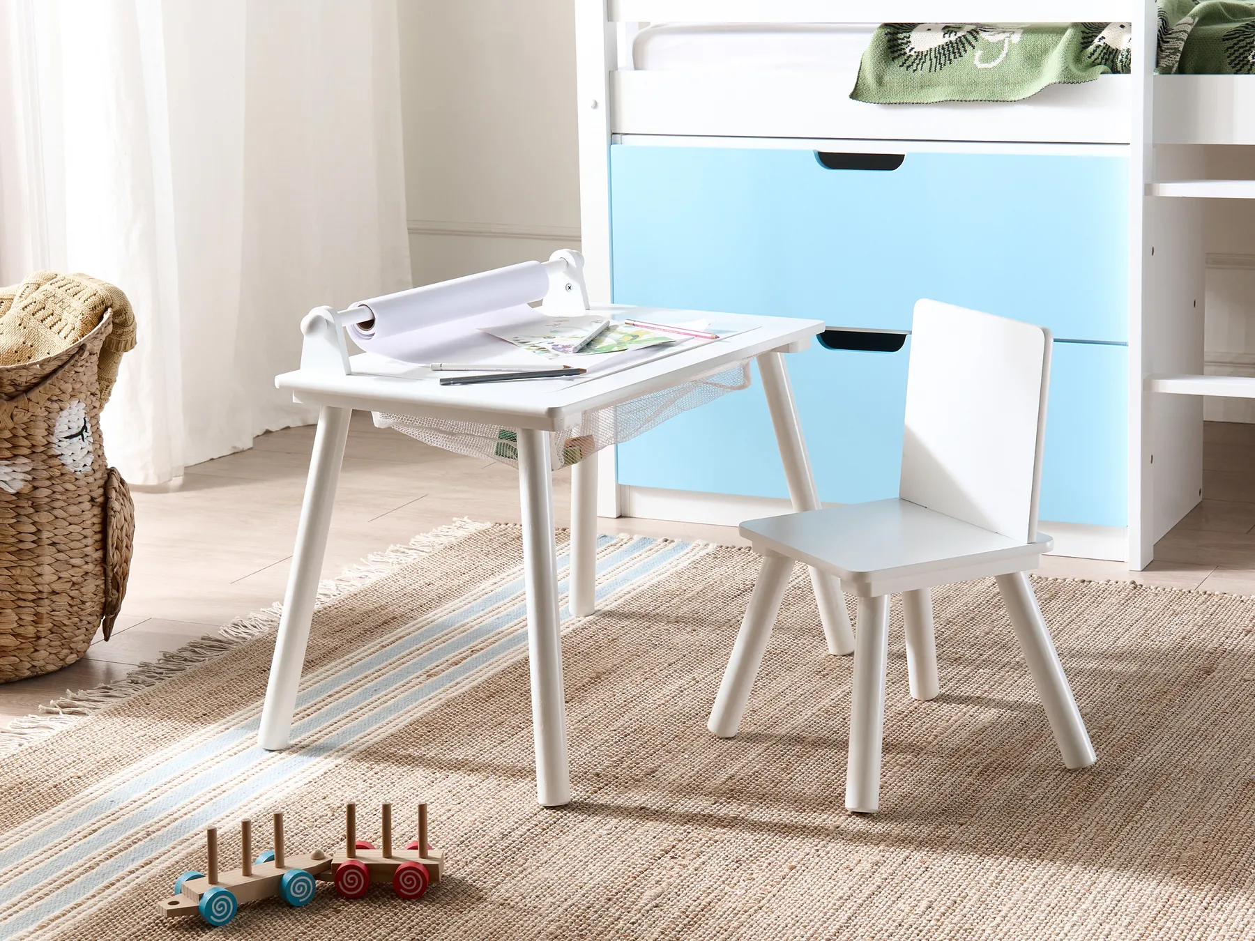 Kids Table and Chair Set MOONTA White_1043813