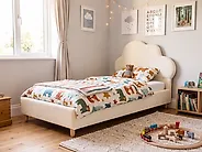 Kids Bed Cloud Velvet BELLEVUE 90 x 200 cm (EU Single) Light Beige_1175110