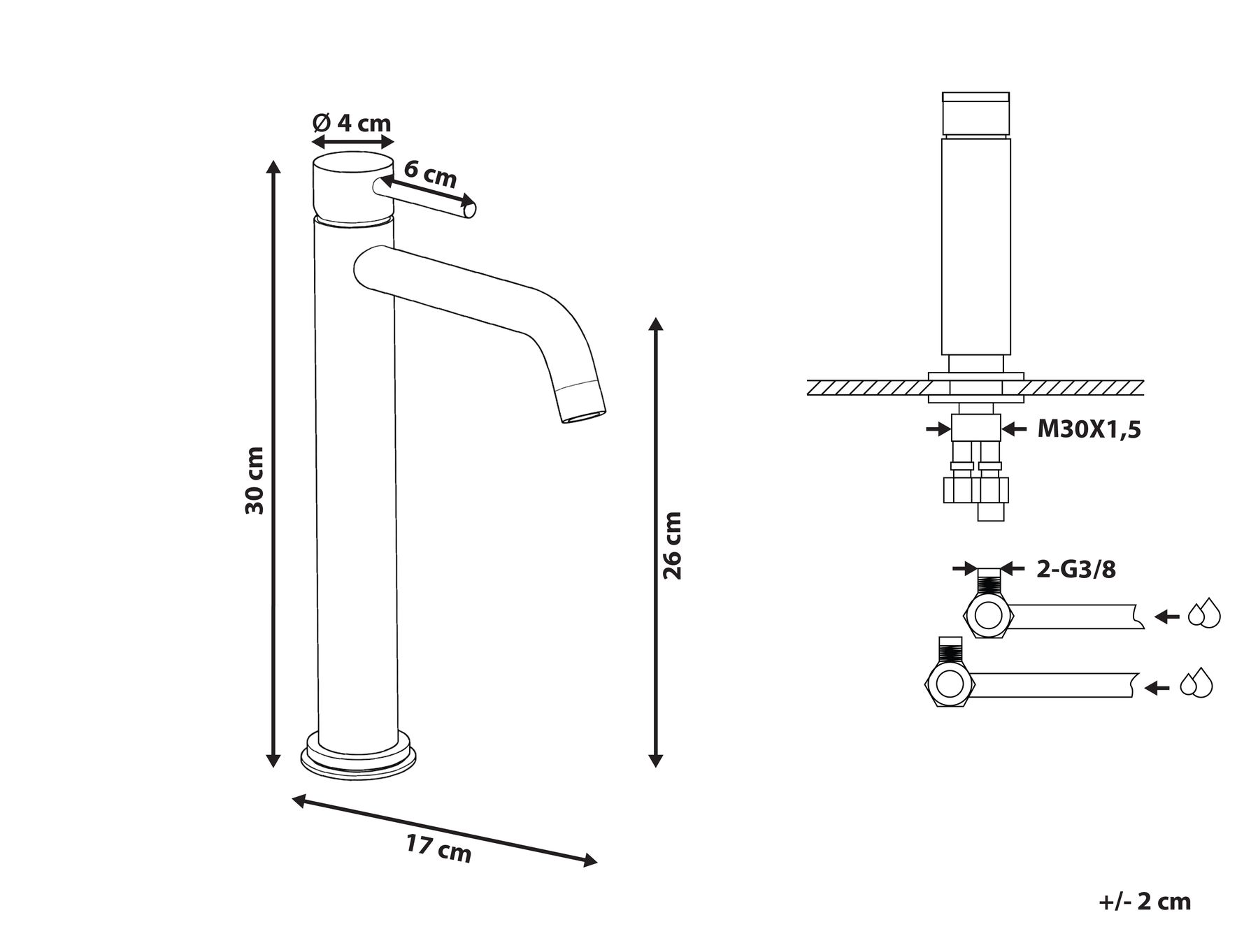 Tall Basin Mixer Tap SALINAS Brass Gold_998765