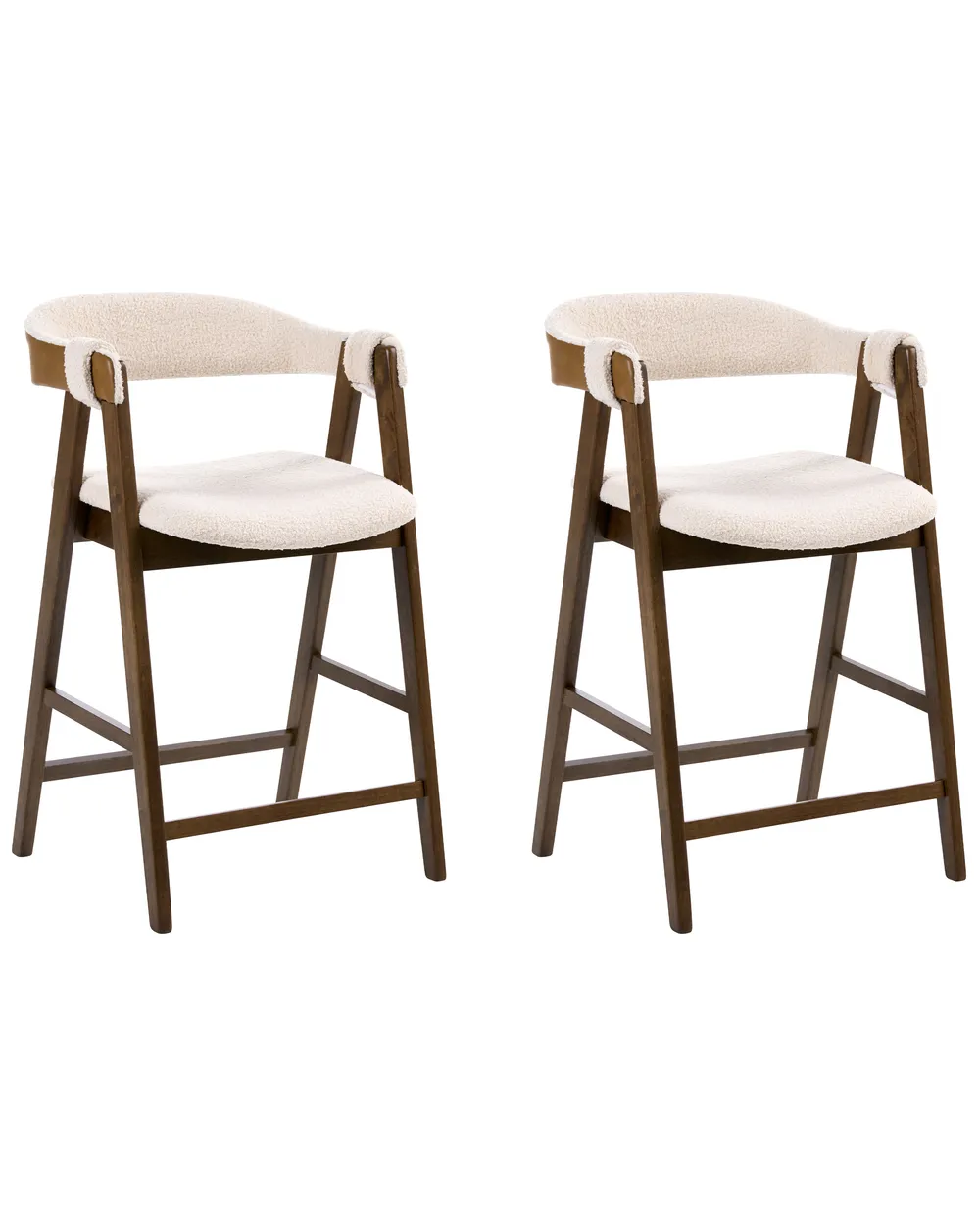 Set di 2 sedie alte DAY Bouclé Marrone/Beige chiaro_1060289
