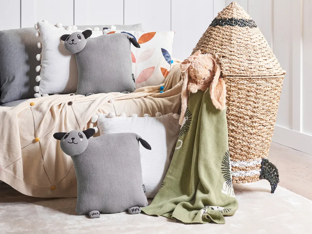 Conjunto de cojines decorativos SHADOOR Algodón 35 x 35 cm Gris