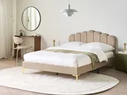Bed Velvet SAUVIAN 140 x 200 cm (EU Double) Taupe_1014539