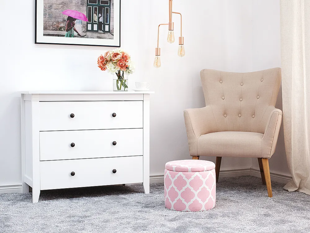 Pouf de rangement TUNICA Coton Rose_1154941