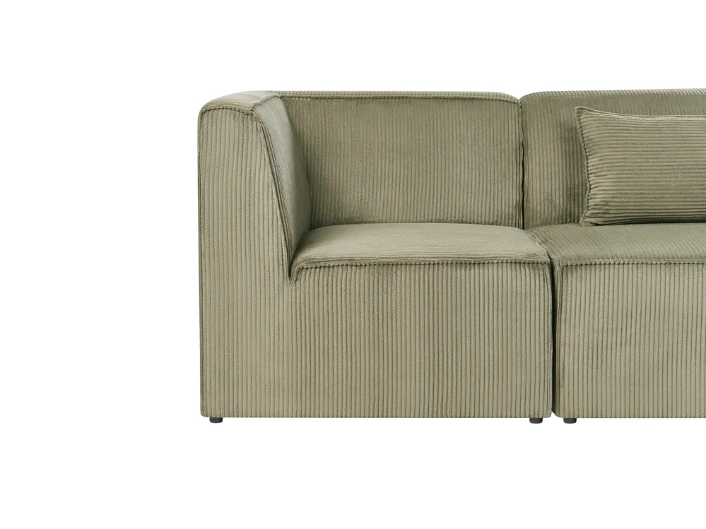 Modular Corner Sofa 4 Seater LEMVIG with Ottoman Corduroy Green Left Hand_875791