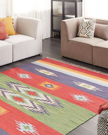 Cotton Kilim Area Rug 200 x 300 cm Multicolour KAMARIS