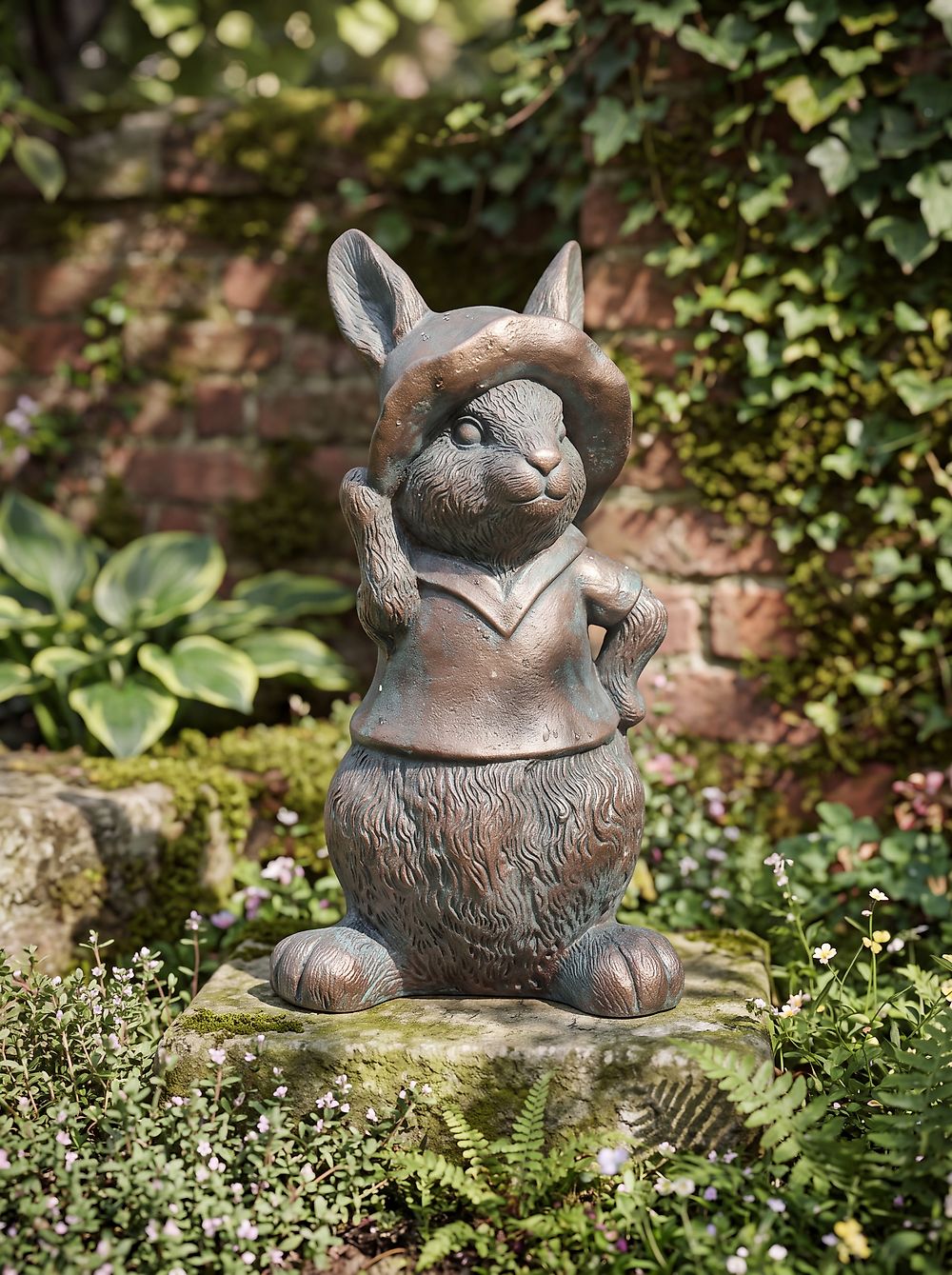 Gartenfigur KONAKRY Kaninchen 37 cm Braun