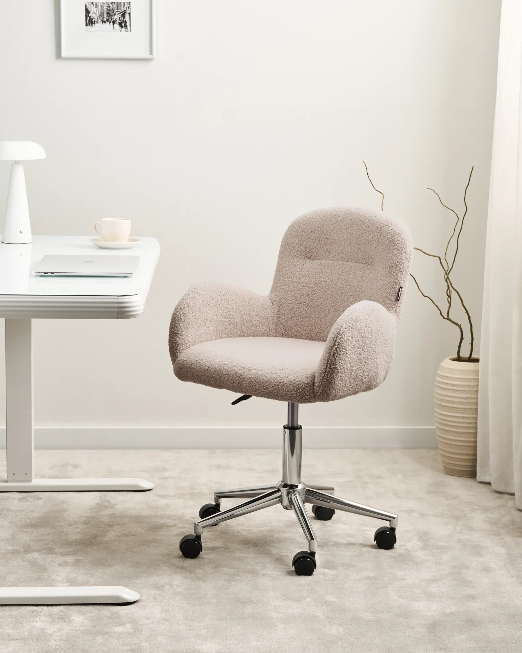 Desk Chair PRIDDY Boucle Beige_1006289