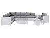 Garden Lounge Set with Table 8 Seater XXL Modular PE Rattan White Right Hand