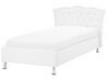 Bílá kožená postel Chesterfield s úložištěm 90x200 cm METZ_799457