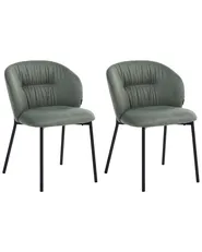 Set of 2 Dining Chairs MESA Fabric Green_1107825