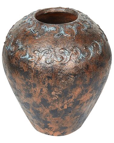 Terracotta Decorative Vase 33 cm Copper with Blue NIDA