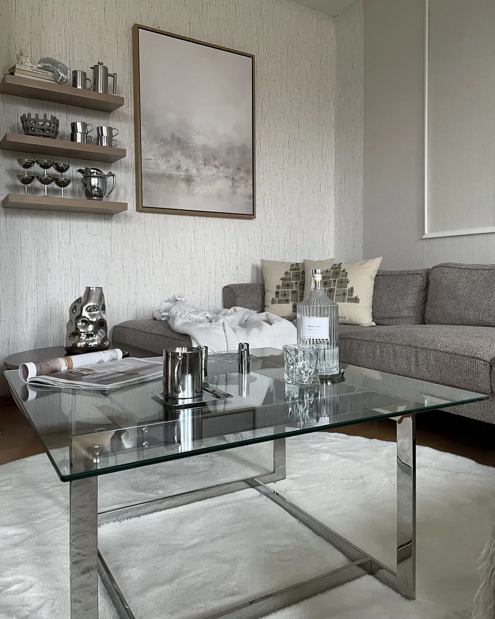 Coffee Table CRYSTAL Tempered Glass Silver_955882