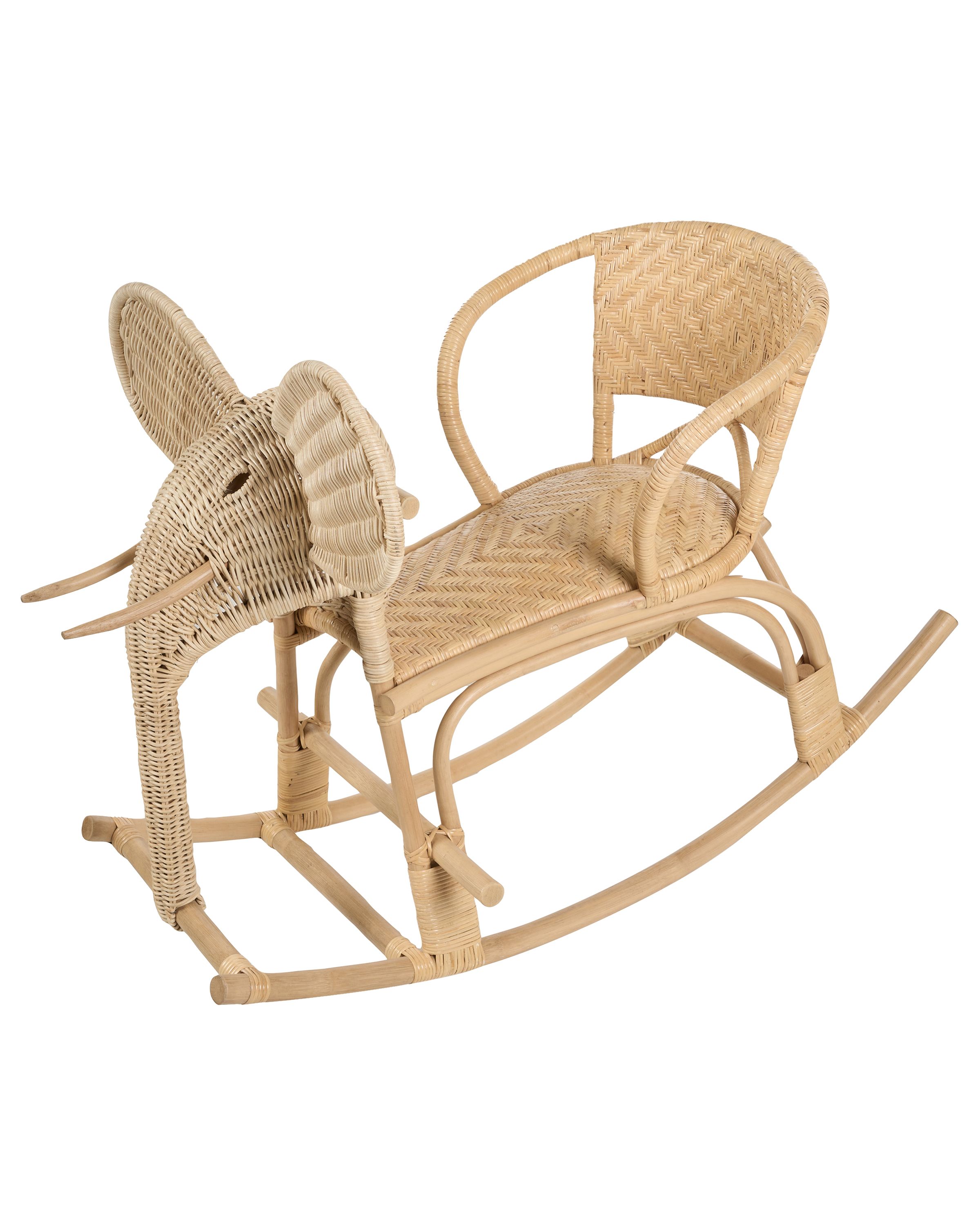 Rattan Kids Rocking Chair Elephant Natural AMPOLLINO | Beliani.co.uk
