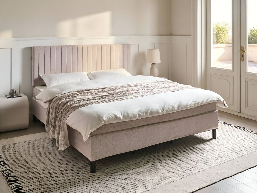 Lit Boxspring Tissu COUNTESS 180 x 200 cm Beige