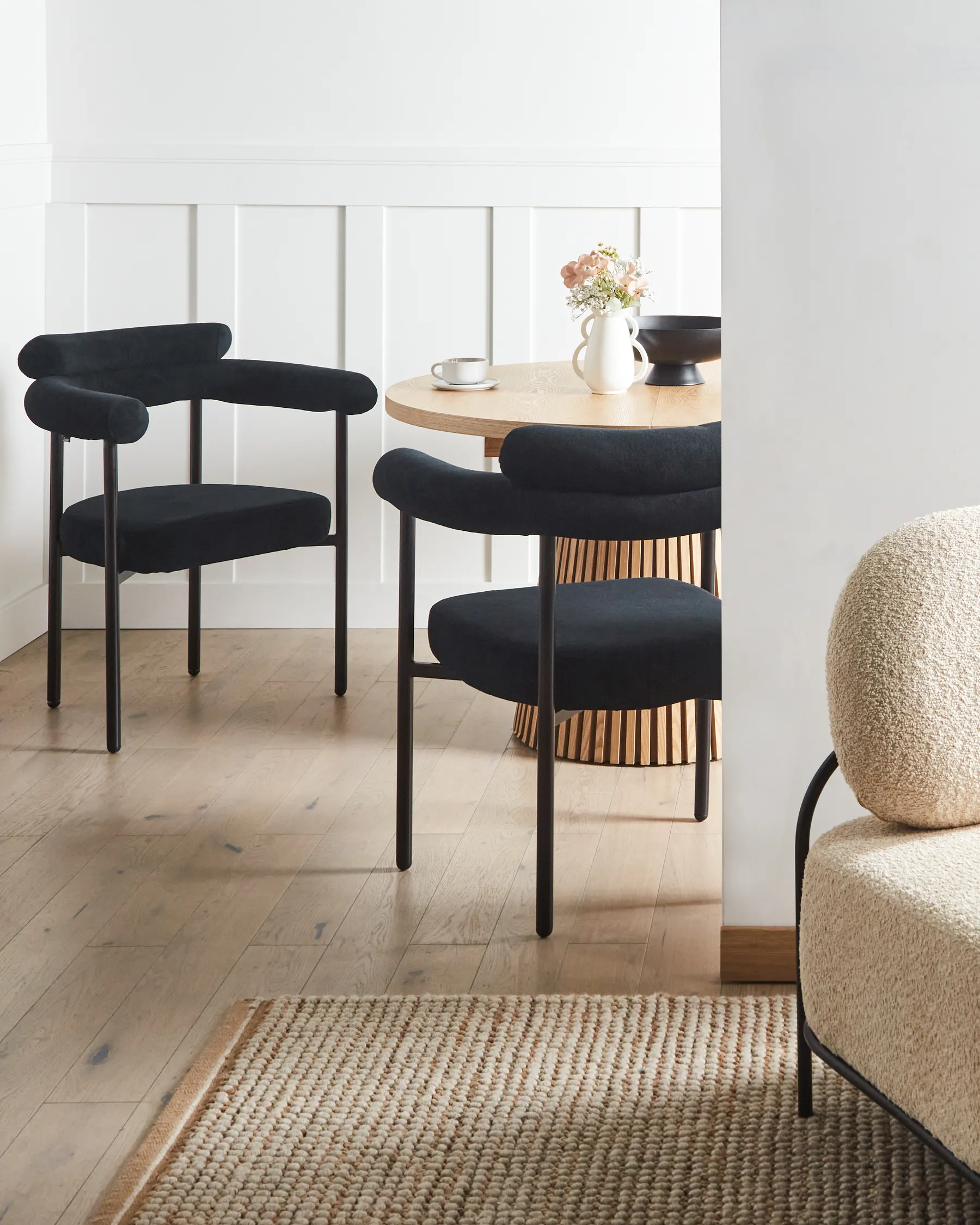 Set of 2 Dining Chairs LYNEY Fabric Black_992789