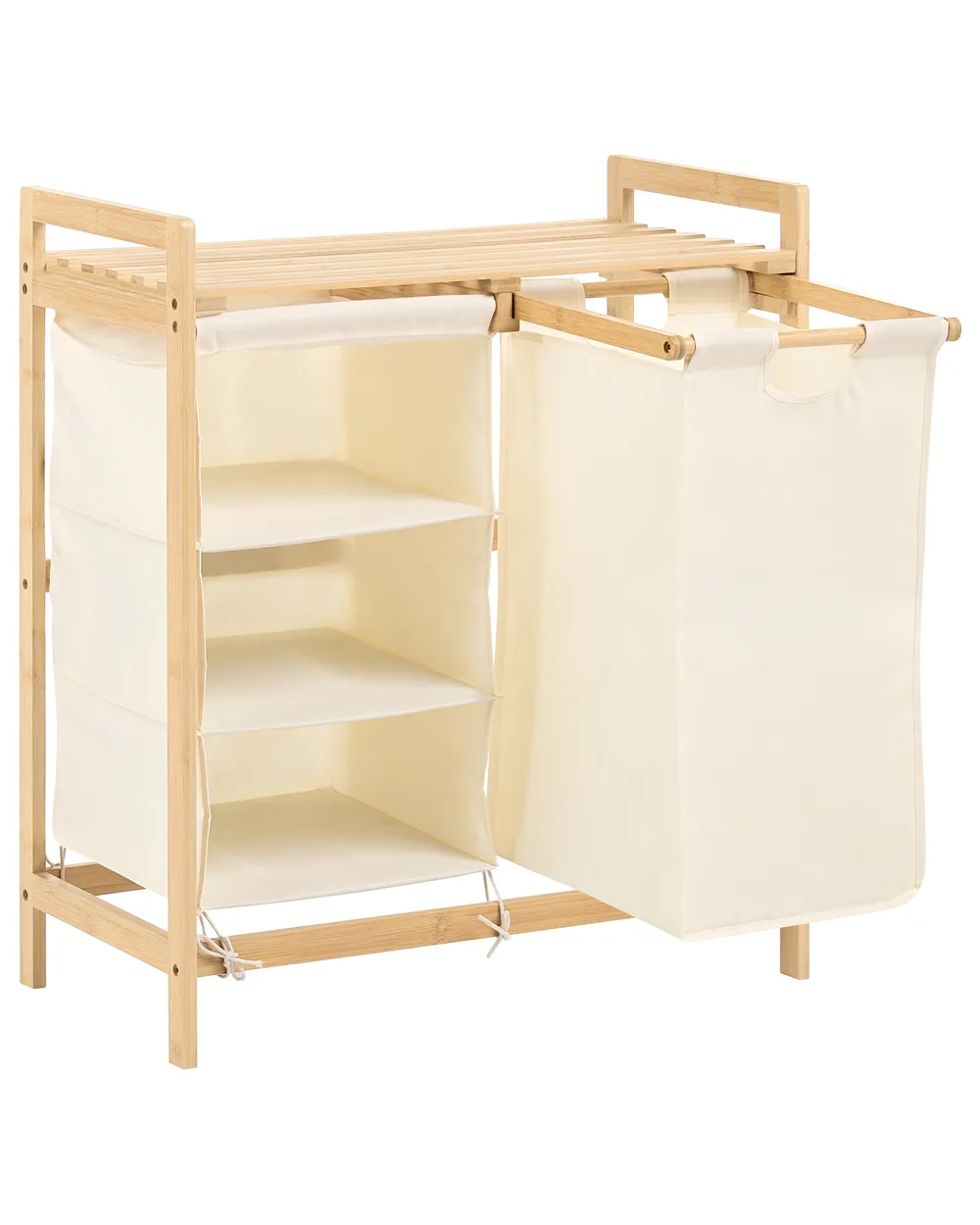 Cesto per la biancheria TOROTAL Bambù Marrone chiaro/Bianco 120 L_1136660