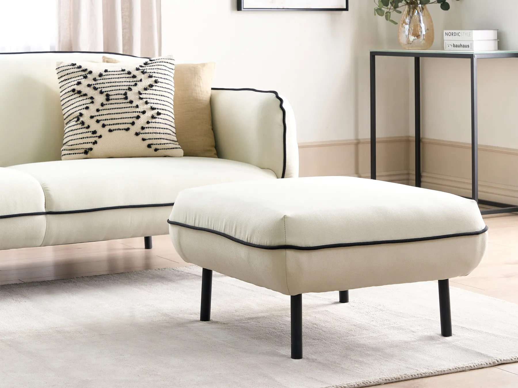 Ottomana TONSBERG Tessuto Beige chiaro_927321