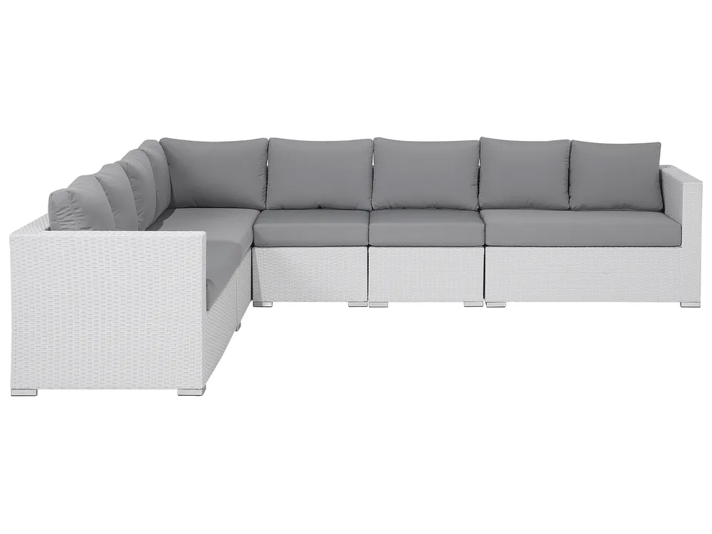 Garden Lounge Set with Table 8 Seater XXL Modular PE Rattan White Right Hand_705964