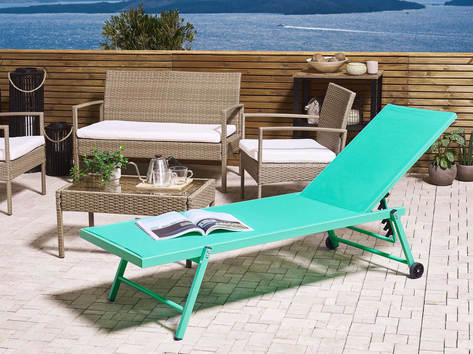 Leżak ogrodowy turkusowy PORTOFINO_828455