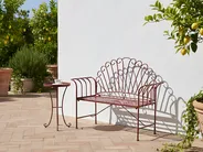 Stolik pomocniczy ogrodowy CAVINIA 40 cm 40 cm Metal Burgundowy_1016318