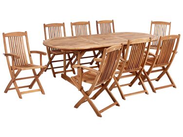 8 Seater Acacia Wood Garden Dining Set Light MAUI II