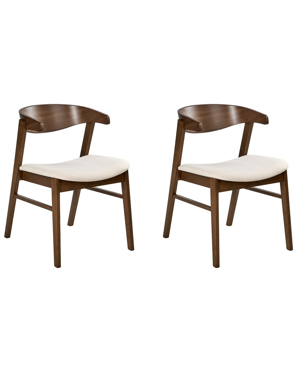Lot de 2 chaises de salle à manger LILLY Tissu Marron/blanc cassé