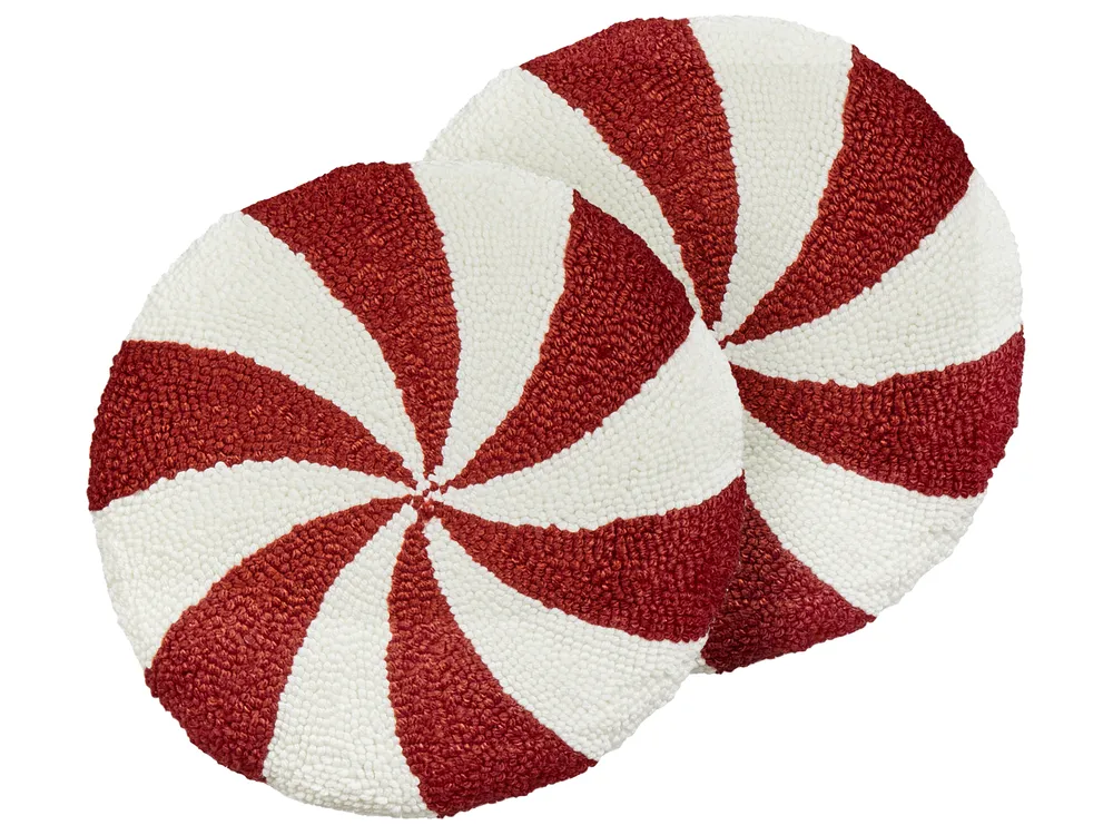 Zestaw 2 poduszek dekoracyjnych SWIRL CANDY Boucle 40 x 40 cm Czerwony_1073422