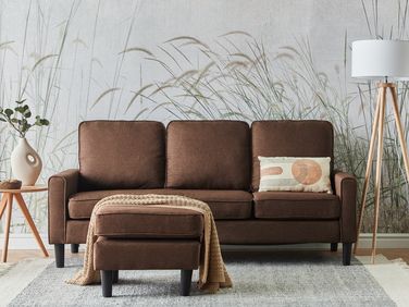 3 Seater Fabric Sofa with Ottoman Brown AVESTA