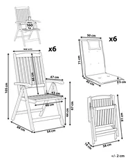 Set of 6 Garden Chairs with Cushions JAVA Acacia Wood Graphite Grey_791059