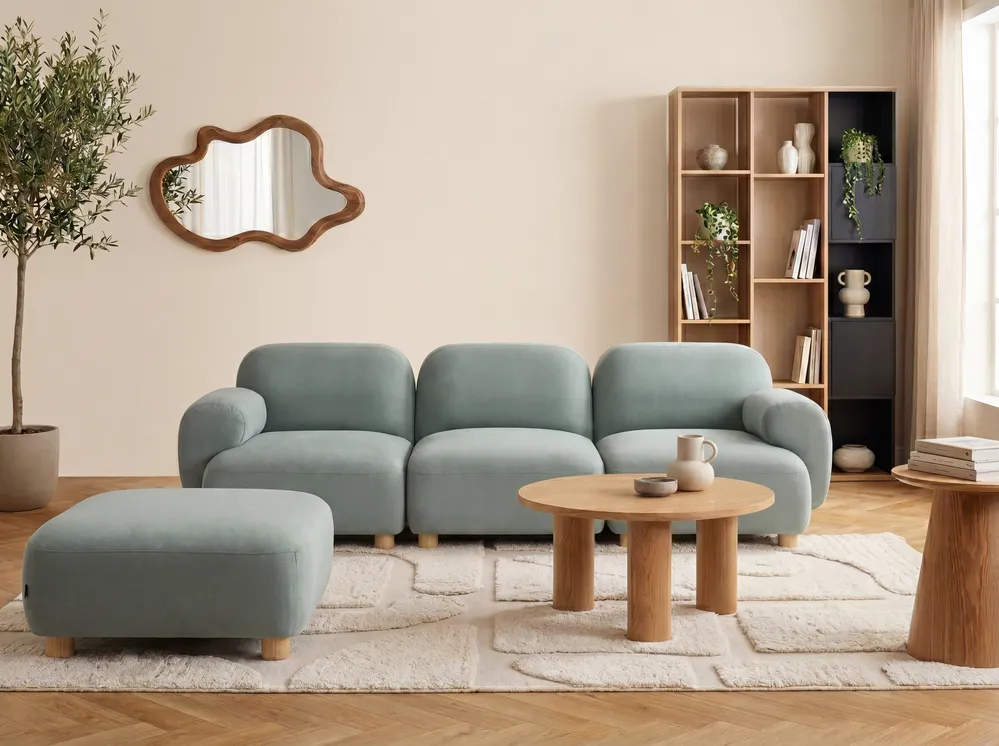 Sofa modułowa dla 3 osób AMLI z otomaną Jasnozielony