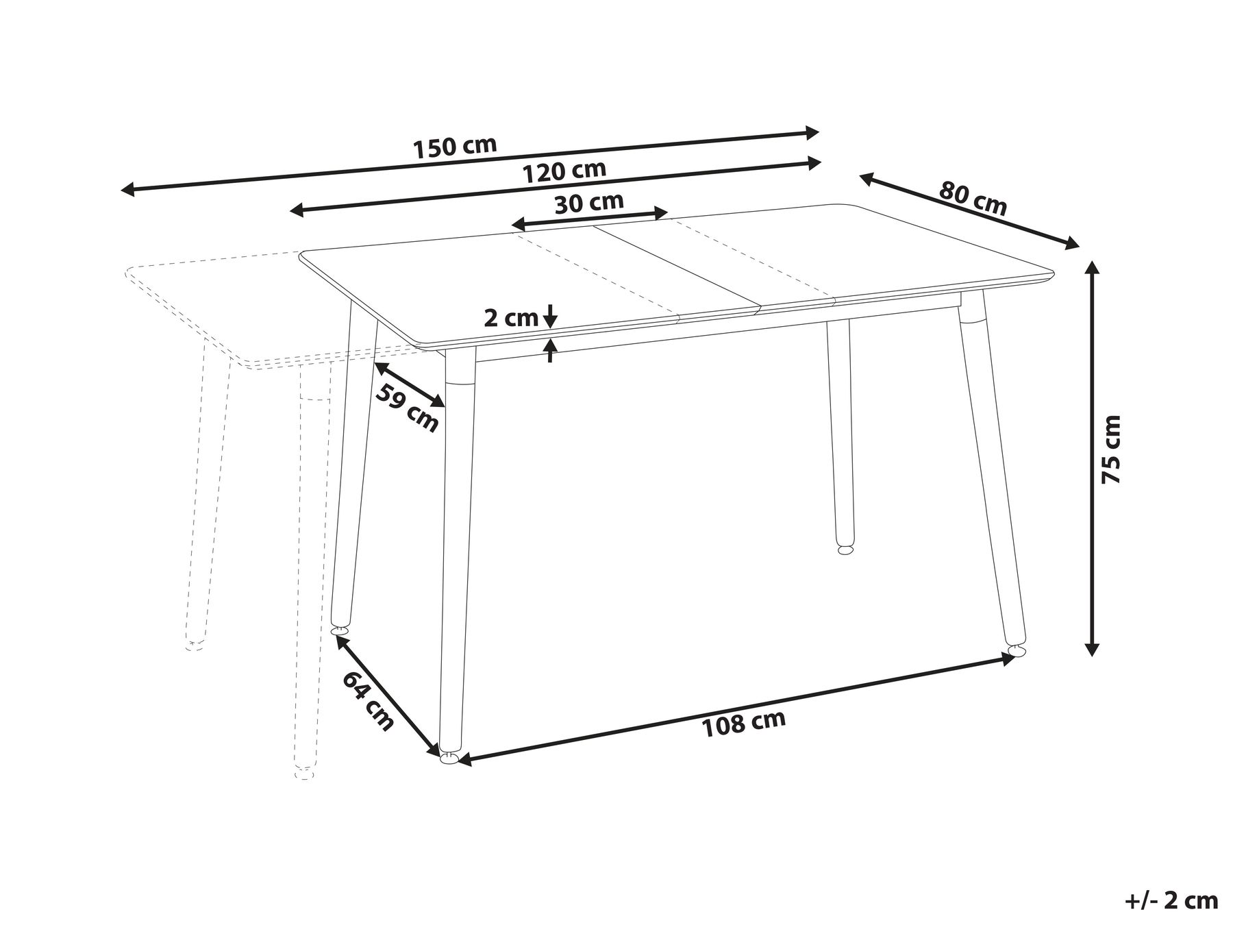 Extending Dining Table 120/150 x 80 cm White with Light Wood MIRABEL_820899